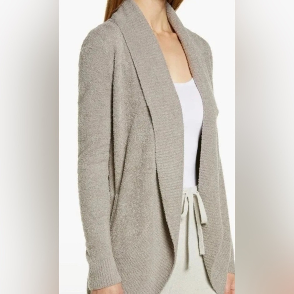 Barefoot Dreams Cardigan Cozy Chic Lite long Size M light grey heather Open